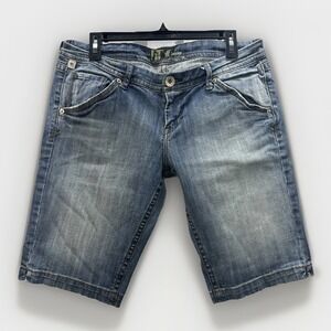 IT Jeans Bermuda Shorts Women 31 Flap‎ Button Pockets Stretch Boho Y2K Mom 90s